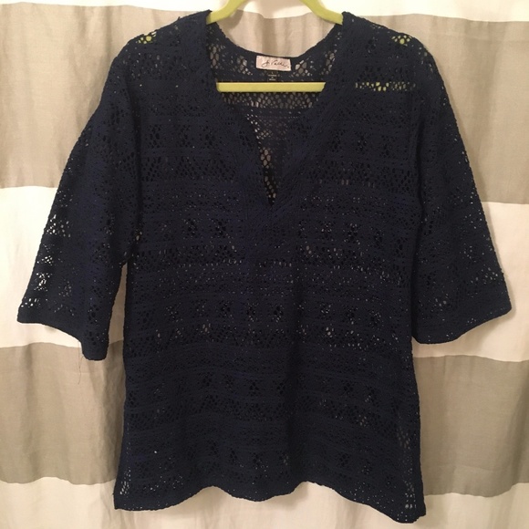 Mesh Navy Top - Picture 1 of 3